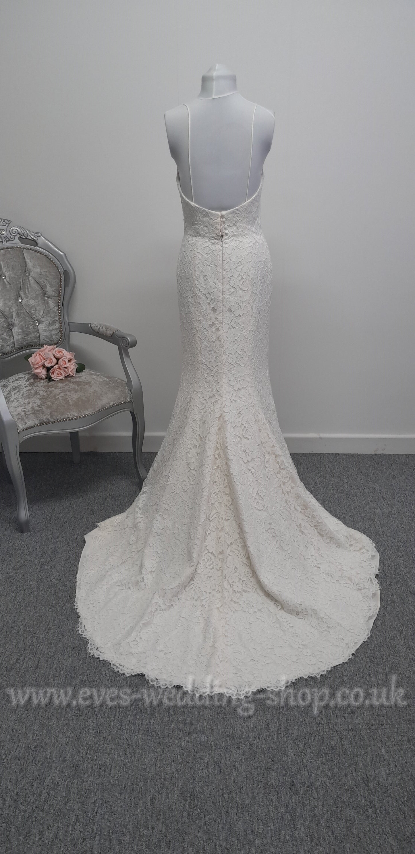 Warm ivory E.Ferrara lace wedding dress UK 12