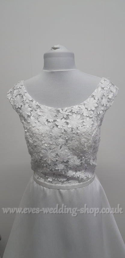 Stunning E. Ferrara mikado satin ivory wedding dress UK 12