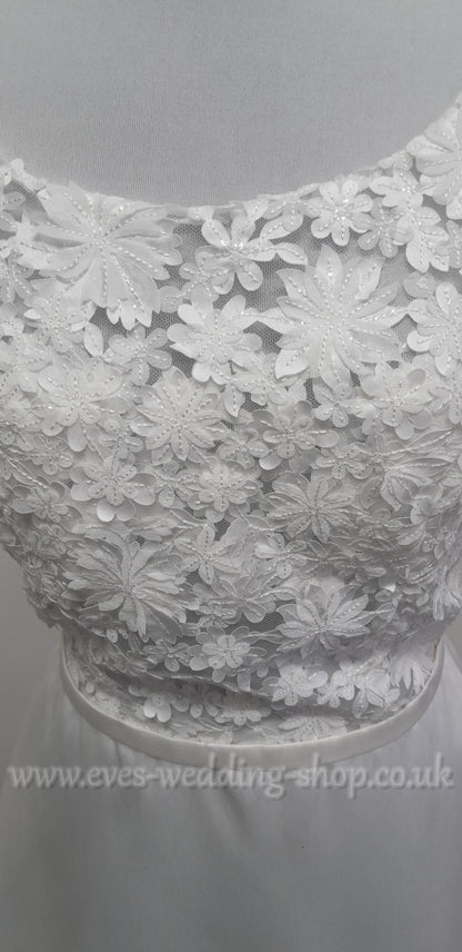 Stunning E. Ferrara mikado satin ivory wedding dress UK 12