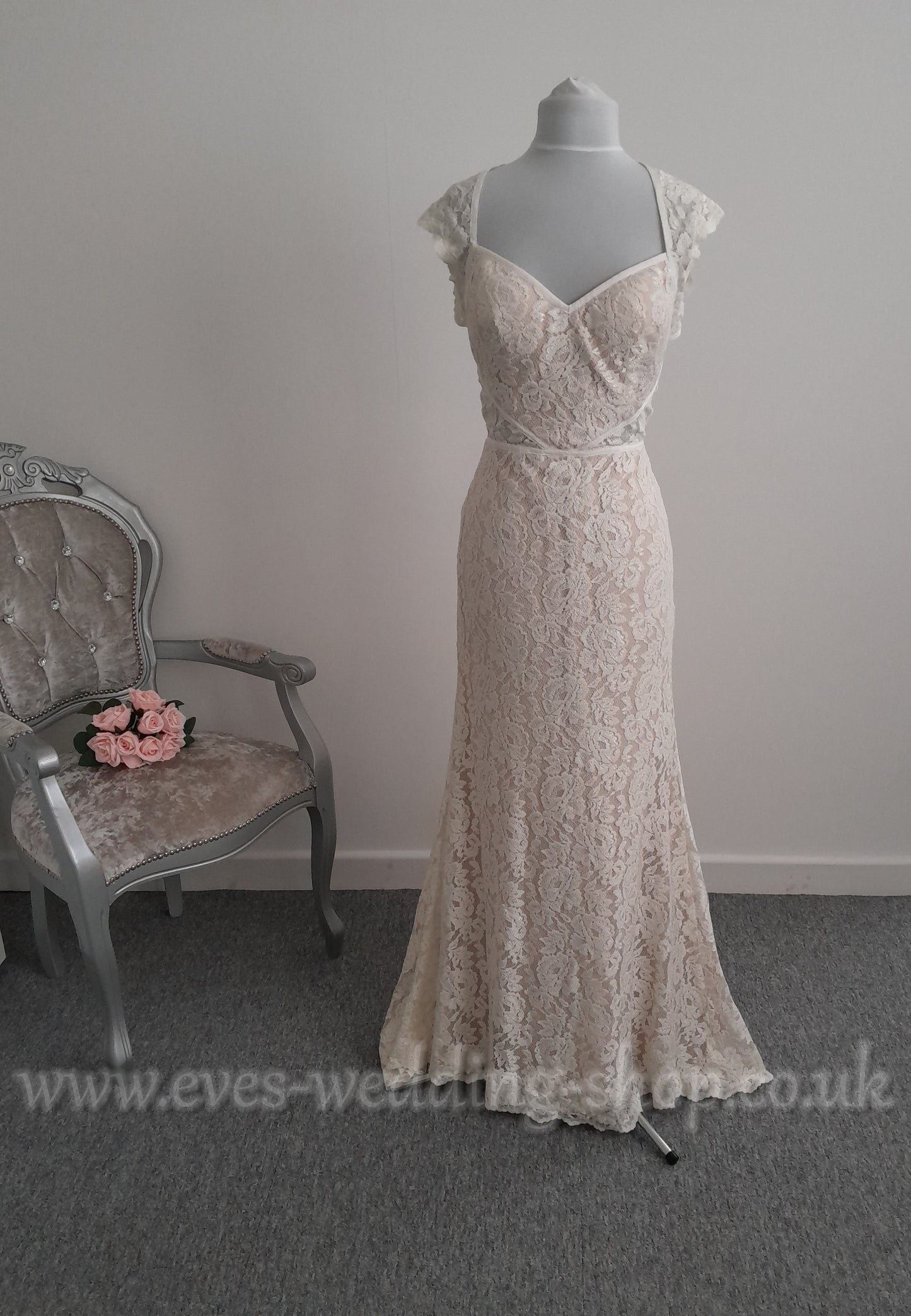 Watters ''Twilla'' ivory champagne lace wedding dress  UK 8