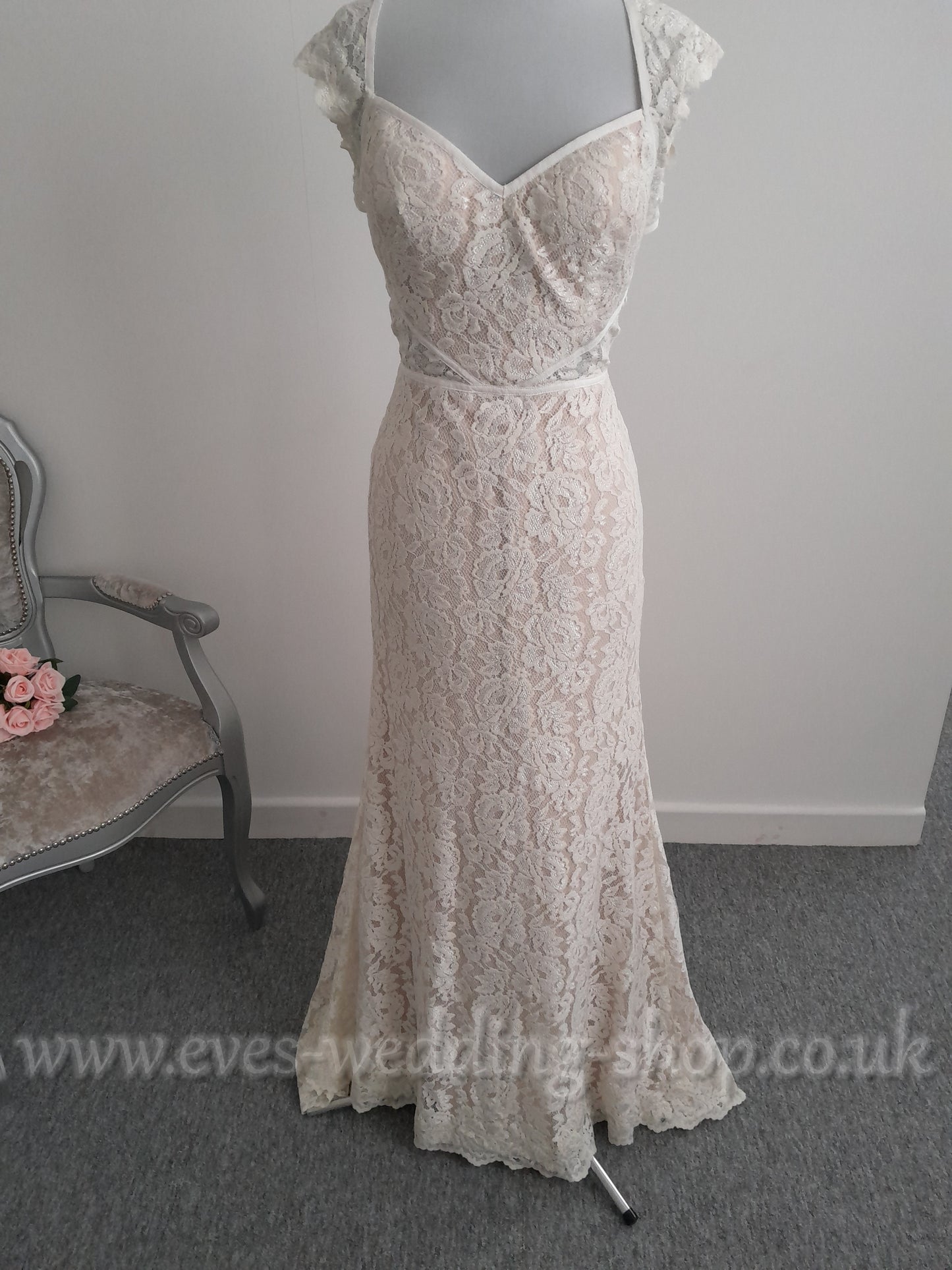 Watters ''Twilla'' ivory champagne lace wedding dress  UK 8