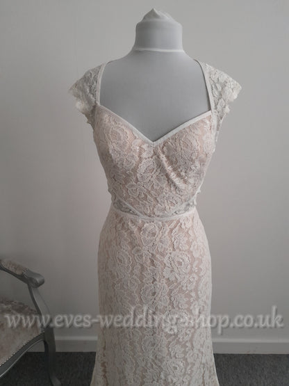 Watters ''Twilla'' ivory champagne lace wedding dress  UK 8