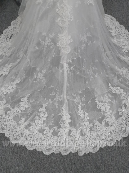 Victoria Kay ivory lace wedding dress with straps UK 12