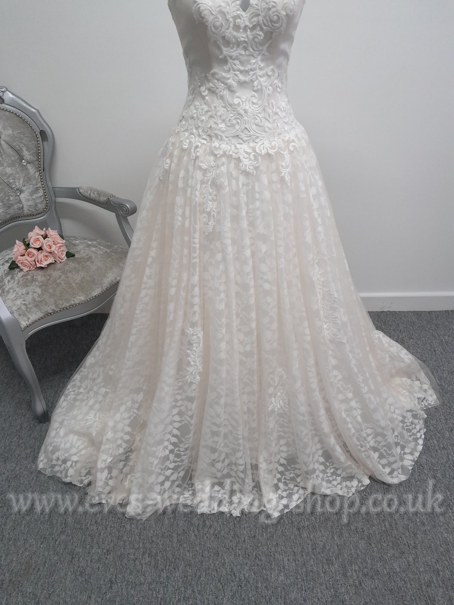 Rum pink ivory wedding dress Uk 16