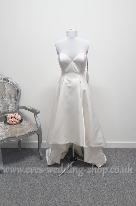 Pronovias Zac Posen Anna ivory high low wedding dress UK 12