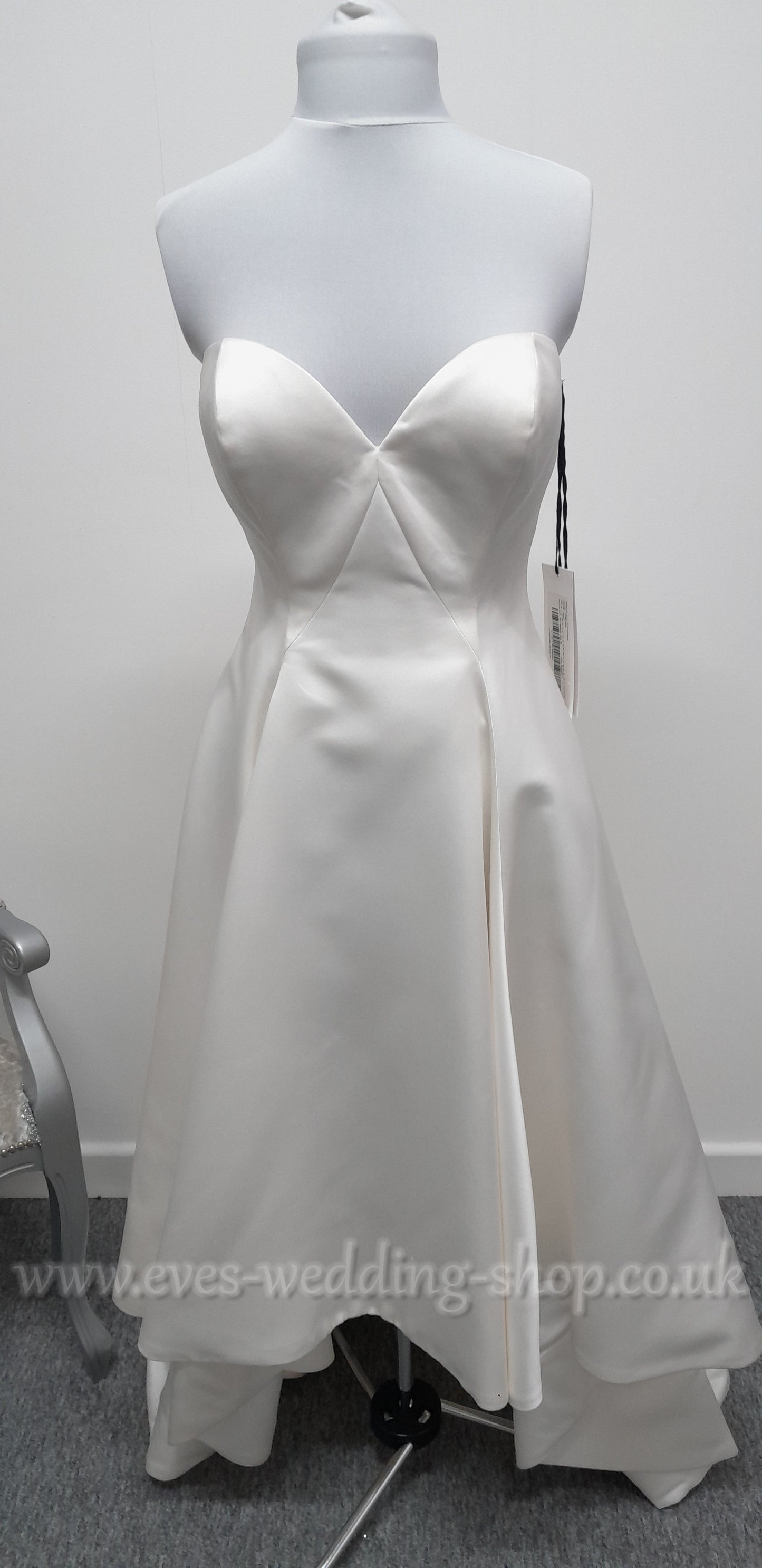 Pronovias Zac Posen Anna ivory high low wedding dress UK 12