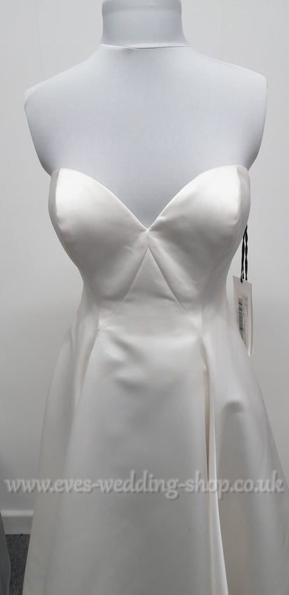Pronovias Zac Posen Anna ivory high low wedding dress UK 12