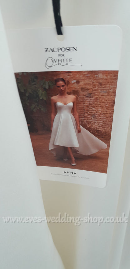 Pronovias Zac Posen Anna ivory high low wedding dress UK 12