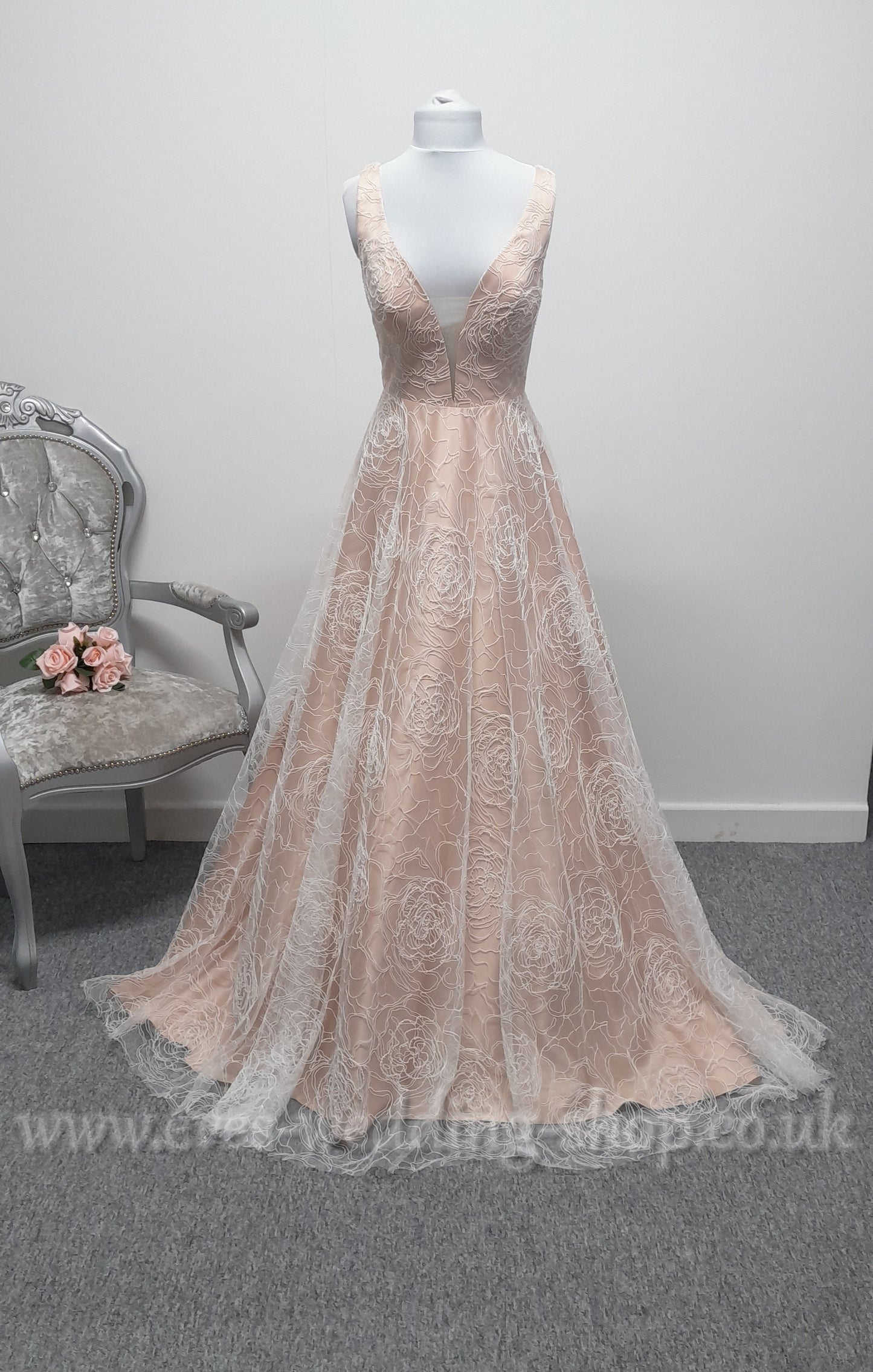 Charlotte Bridal ivory mocha wedding dress UK 10