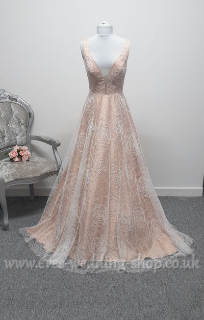 Charlotte Bridal ivory mocha wedding dress UK 10