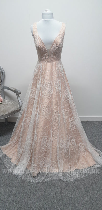 Charlotte Bridal ivory mocha wedding dress UK 10