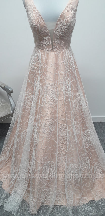 Charlotte Bridal ivory mocha wedding dress UK 10