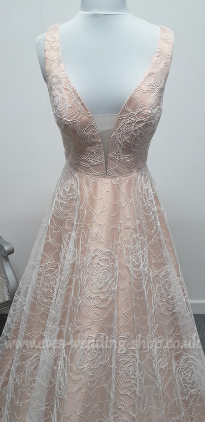 Charlotte Bridal ivory mocha wedding dress UK 10