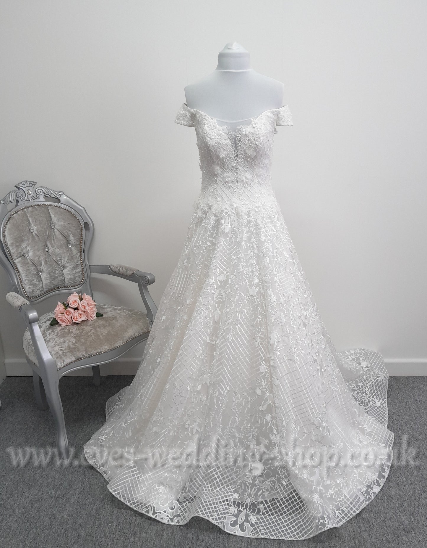 Mary's bridal off the shoulder ivory wedding dress UK 6/8