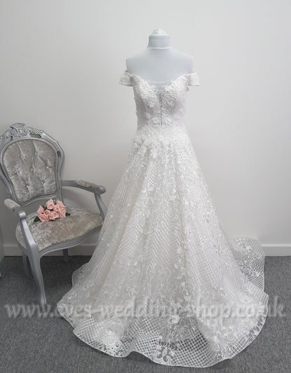 Mary's bridal off the shoulder ivory wedding dress UK 6/8