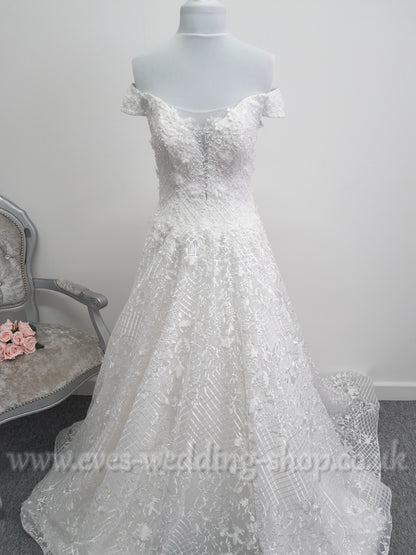 Mary's bridal off the shoulder ivory wedding dress UK 6/8
