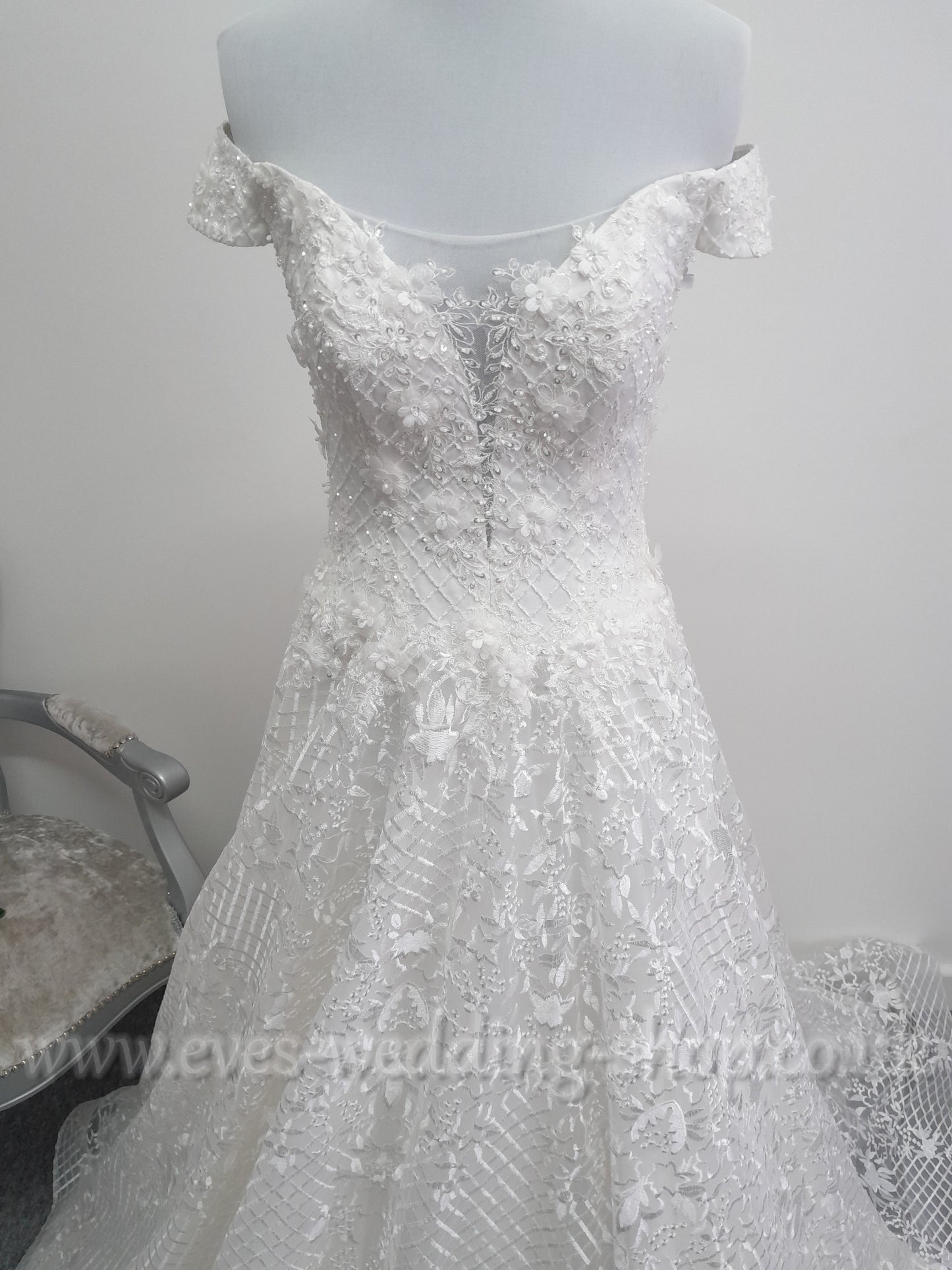 Mary's bridal off the shoulder ivory wedding dress UK 6/8