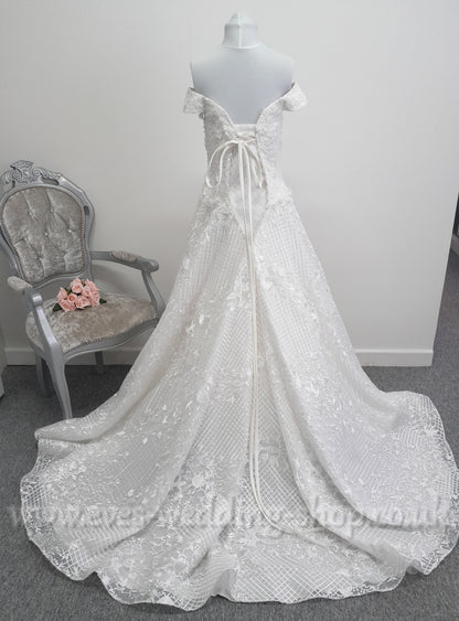 Mary's bridal off the shoulder ivory wedding dress UK 6/8