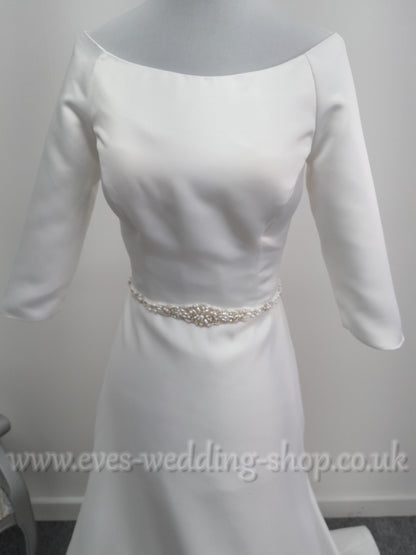 Romantica ivory wedding dress with 3/4 sleeves UK size 8