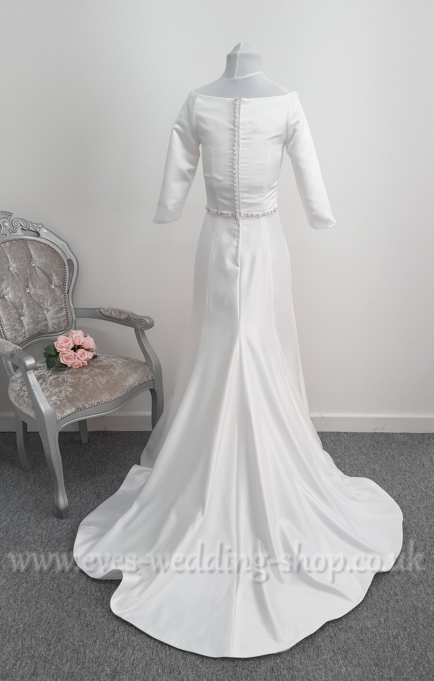 Romantica ivory wedding dress with 3/4 sleeves UK size 8