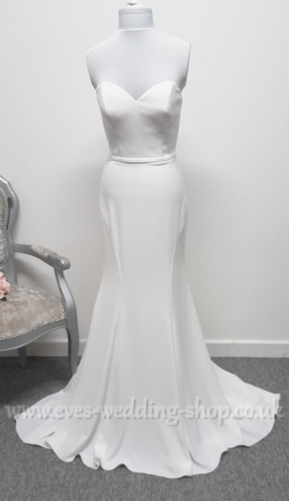 LJ ivory crepe wedding dress UK 10
