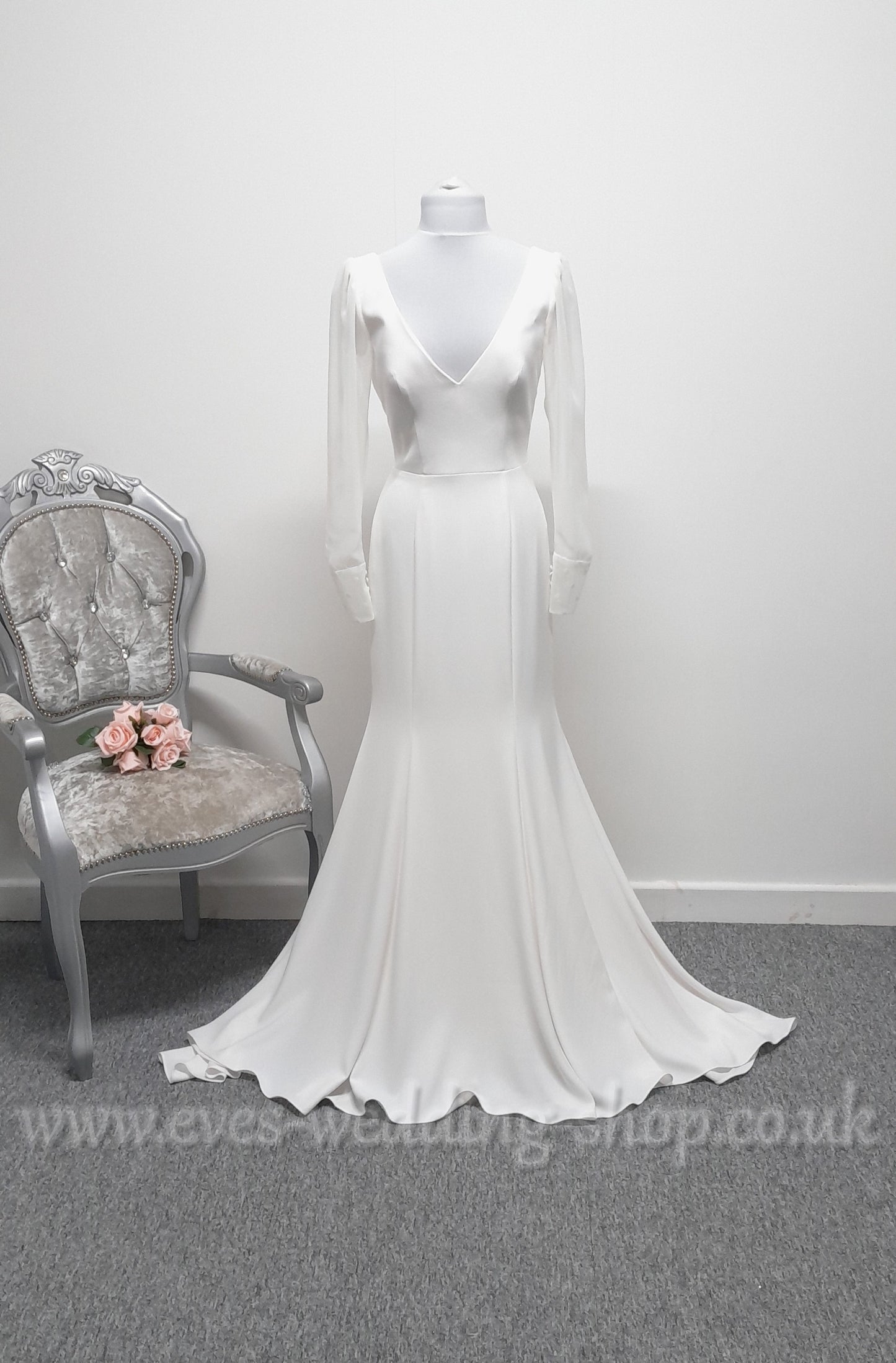 Georgia bridal ivory crepe wedding dress UK 10