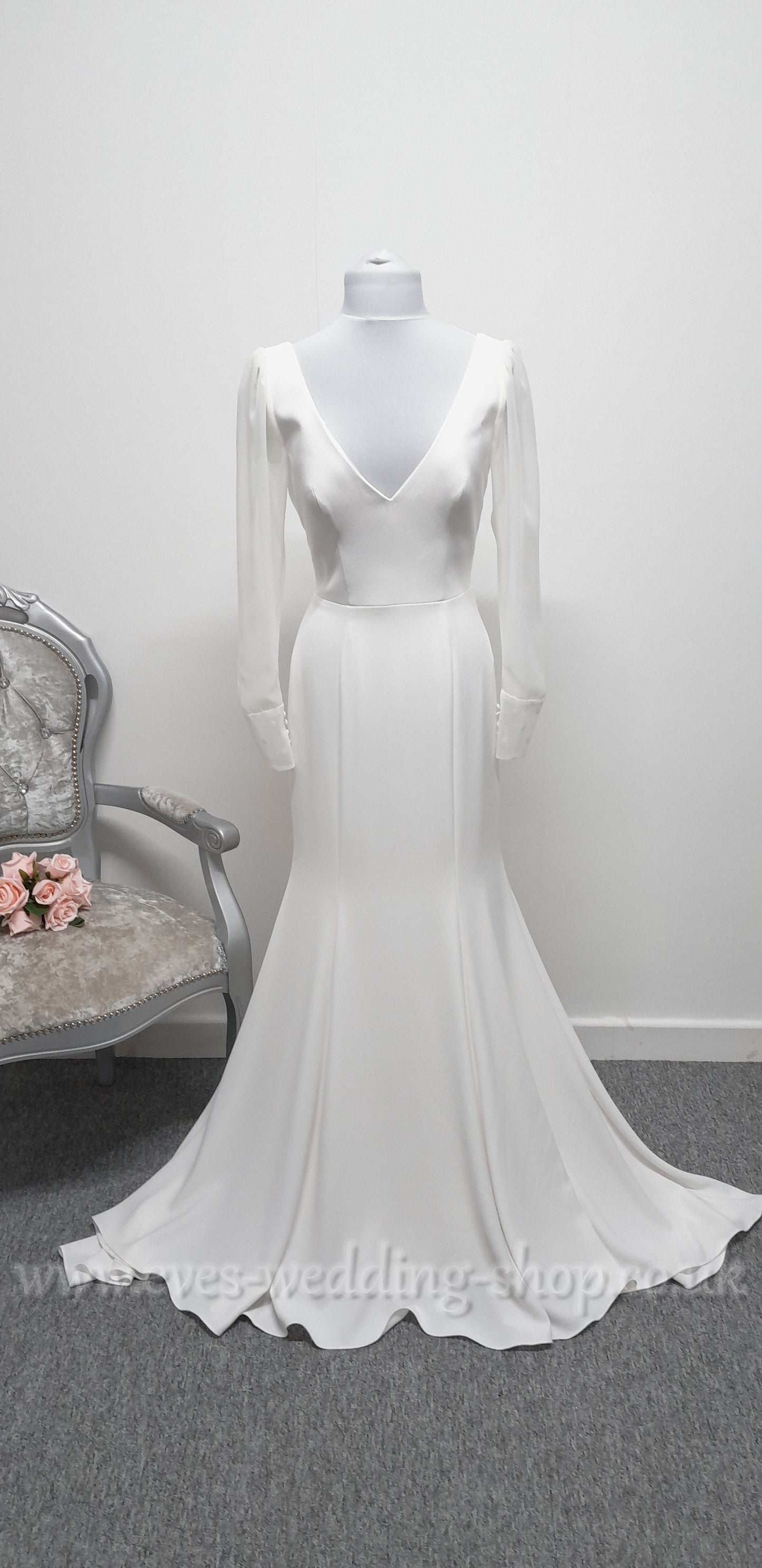 Georgia bridal ivory crepe wedding dress UK 14