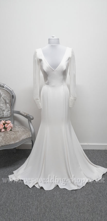 Georgia bridal ivory crepe wedding dress UK 10