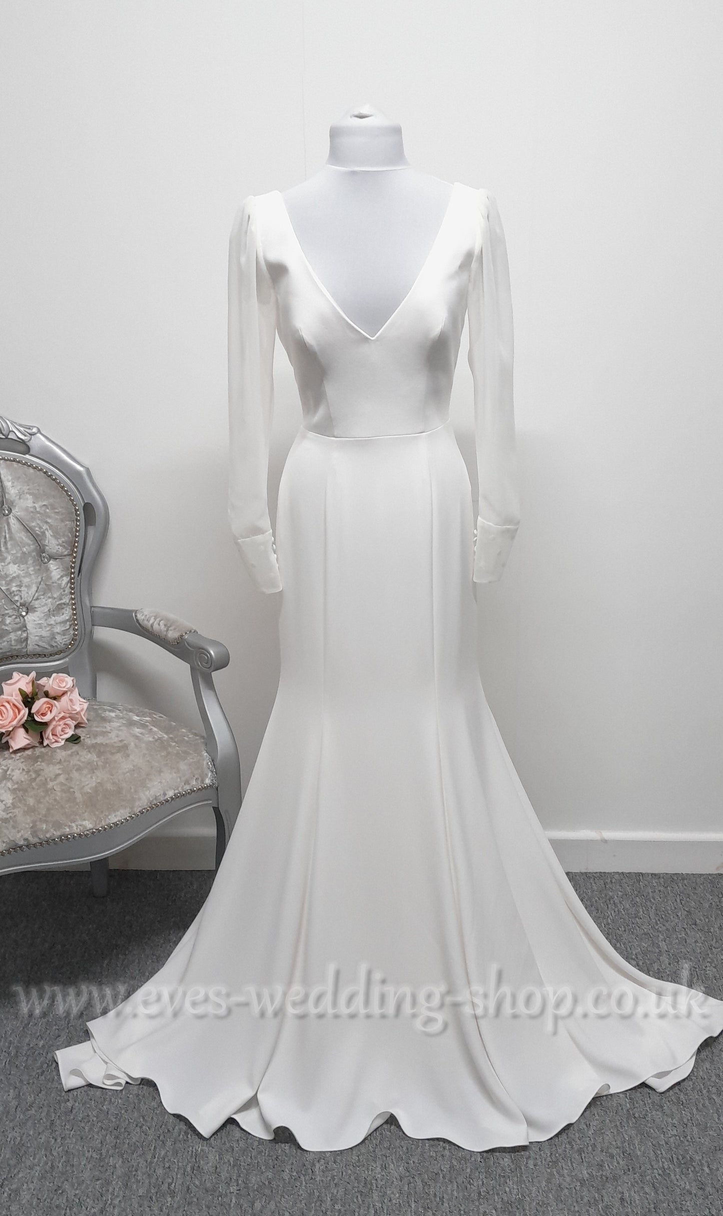 Georgia bridal ivory crepe wedding dress UK 10