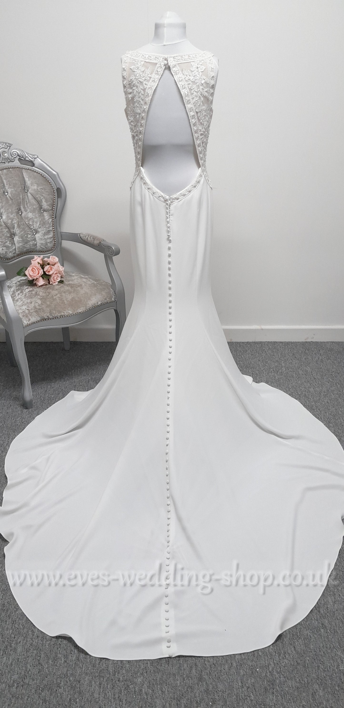 LJ ivory crepe wedding dress UK 10