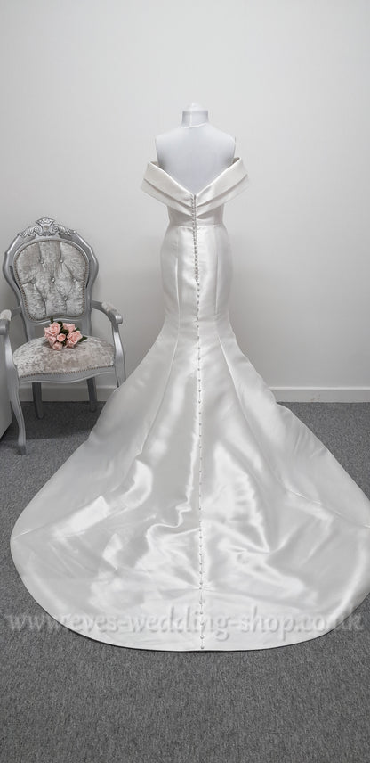LJ mikado satin off shoulder wedding dress UK 10