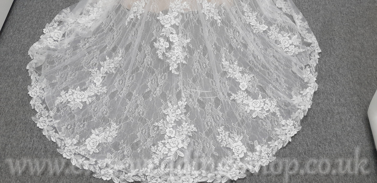 LJ Bridal ivory/champagne lace wedding dress UK 10