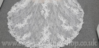 LJ Bridal ivory/champagne lace wedding dress UK 10