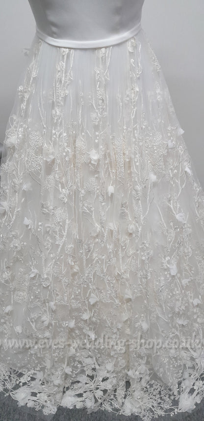 Charlotte bridal ivory / warm ivory A line floral wedding dress UK 10