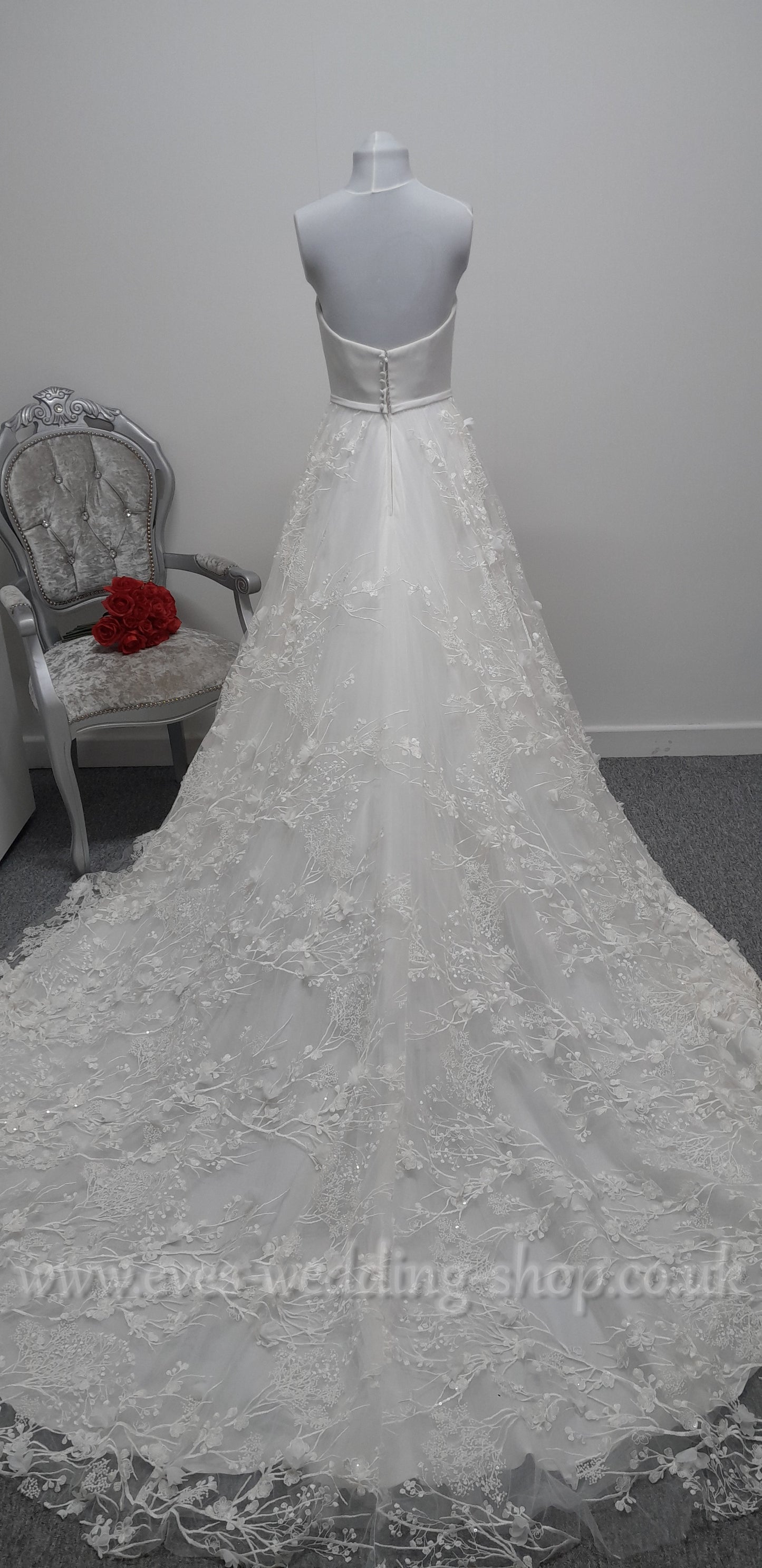Charlotte bridal ivory / warm ivory A line floral wedding dress UK 10