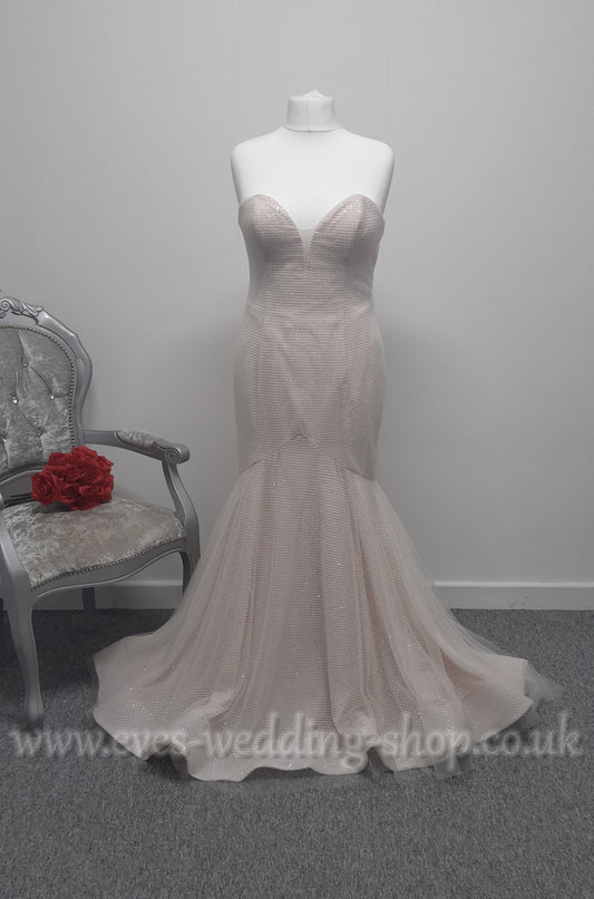 San Patrick blush pink glitter wedding dress UK 16
