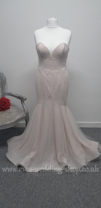 San Patrick blush pink glitter wedding dress UK 16