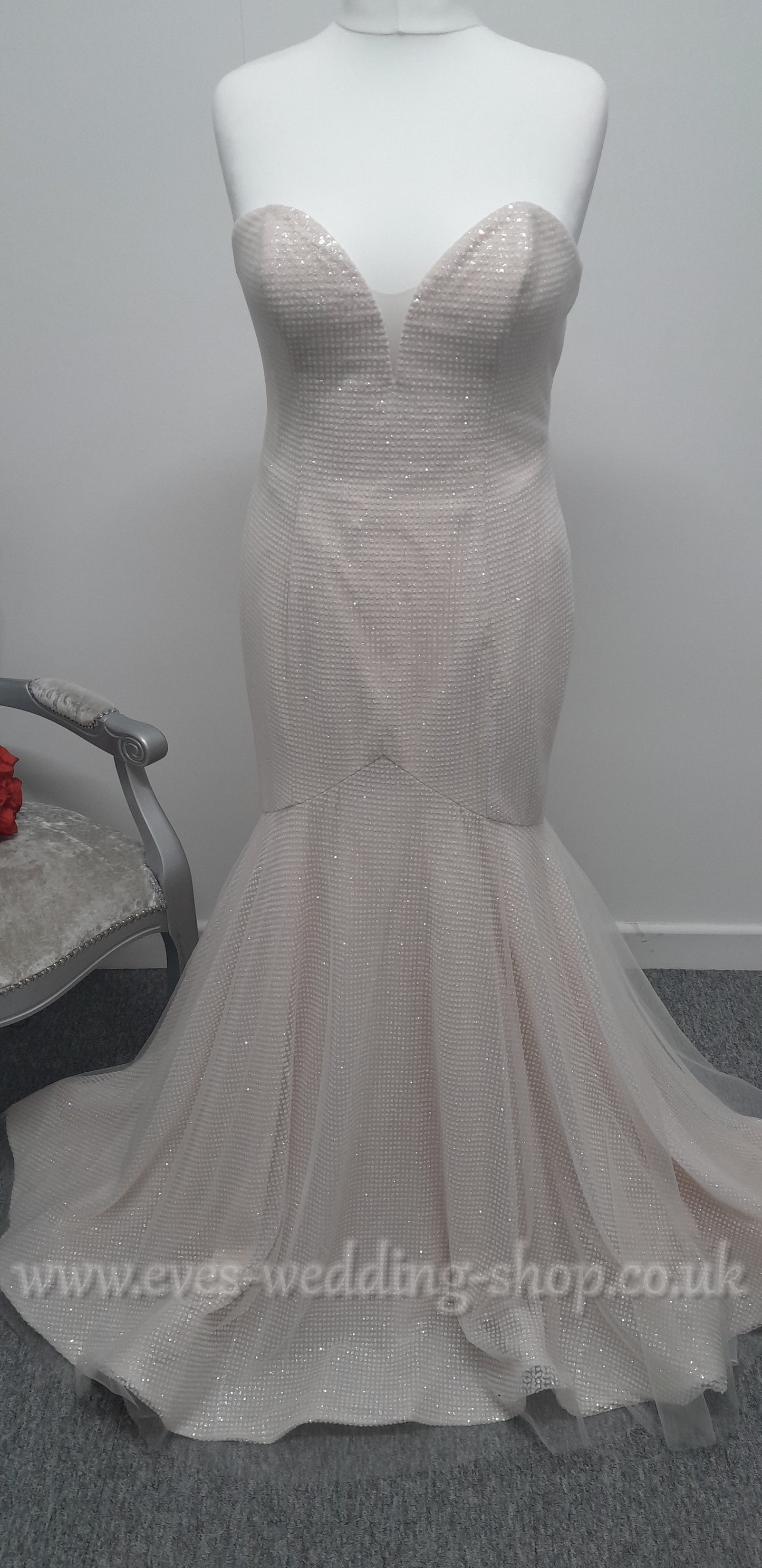 San Patrick blush pink glitter wedding dress UK 16