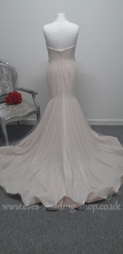 San Patrick blush pink glitter wedding dress UK 16