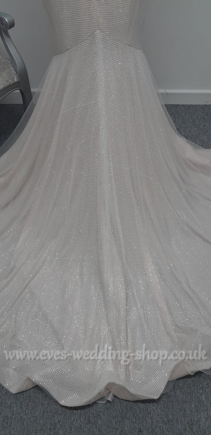 San Patrick blush pink glitter wedding dress UK 16