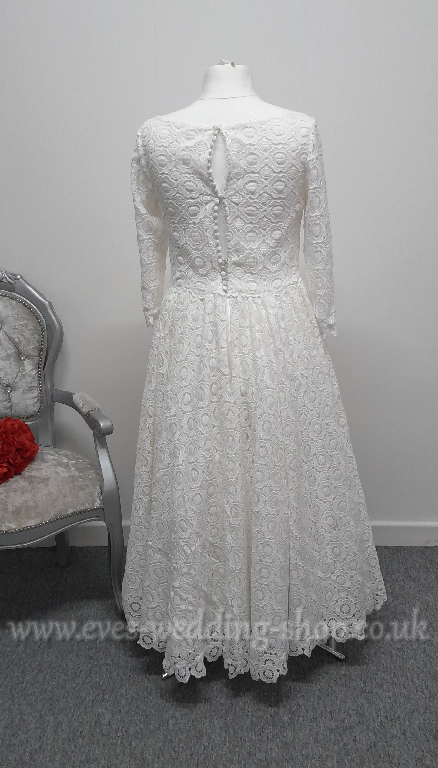 Lou Lou Bridal ankle length crochet wedding dress UK 16