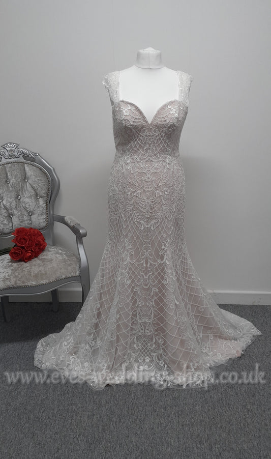 White Rose R1667 ivory nude wedding dress UK 16