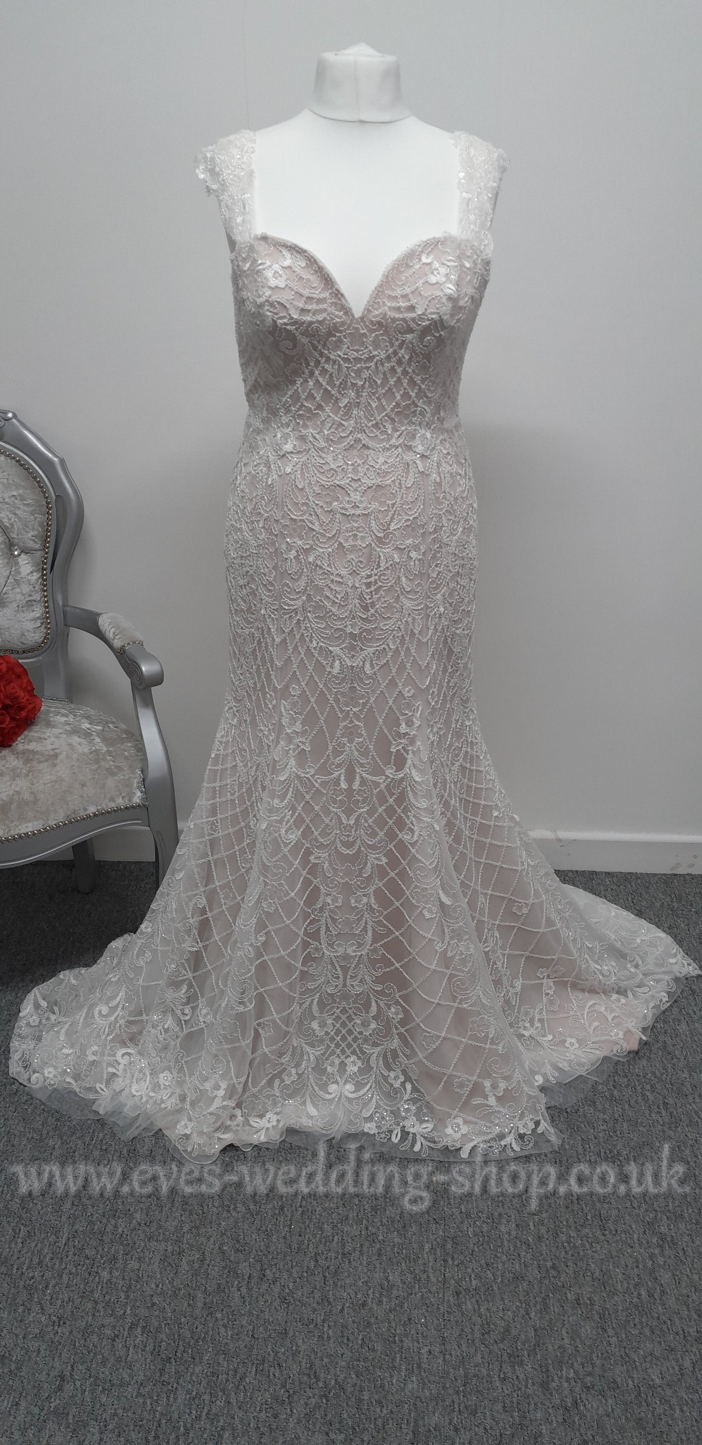 White Rose R1667 ivory nude wedding dress UK 16