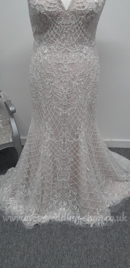 White Rose R1667 ivory nude wedding dress UK 16