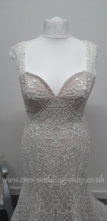 White Rose R1667 ivory nude wedding dress UK 16