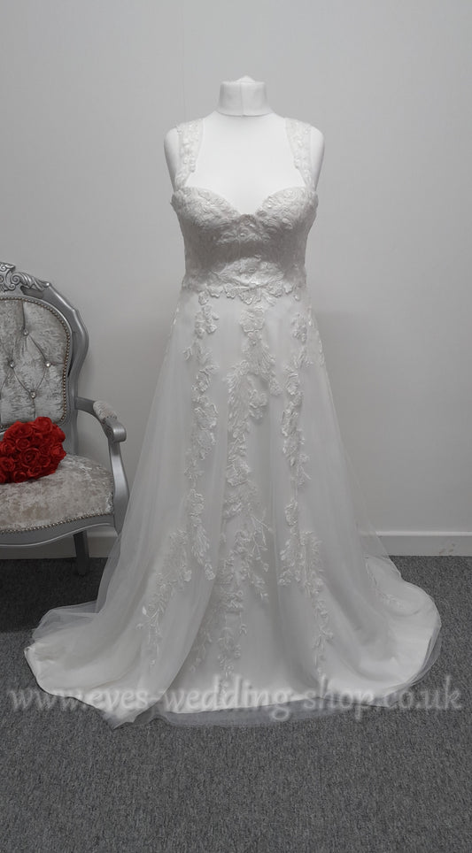 Millie May ivory wedding dress with off the shoulder straps UK 16