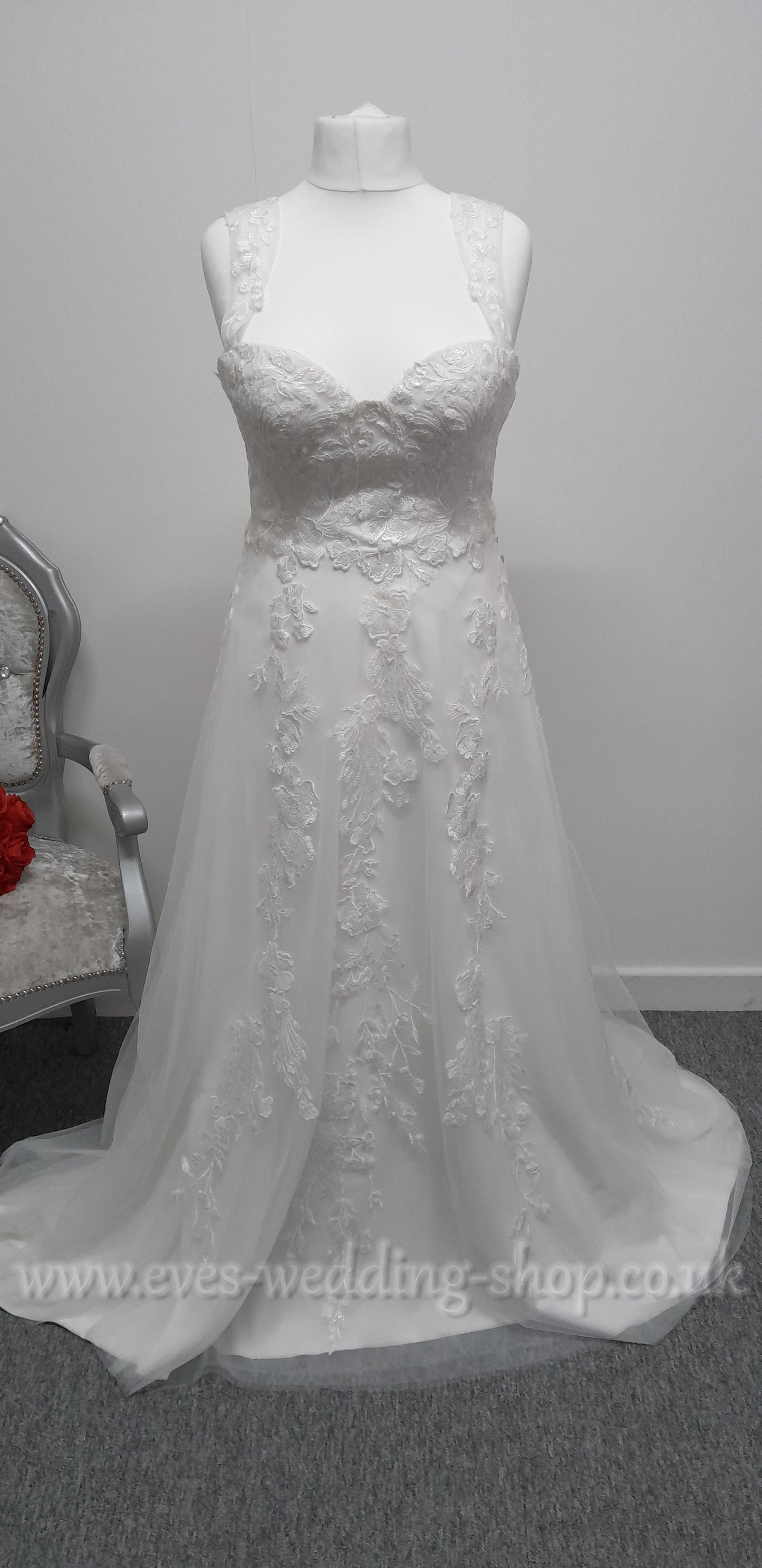 Millie May ivory wedding dress with off the shoulder straps UK 16