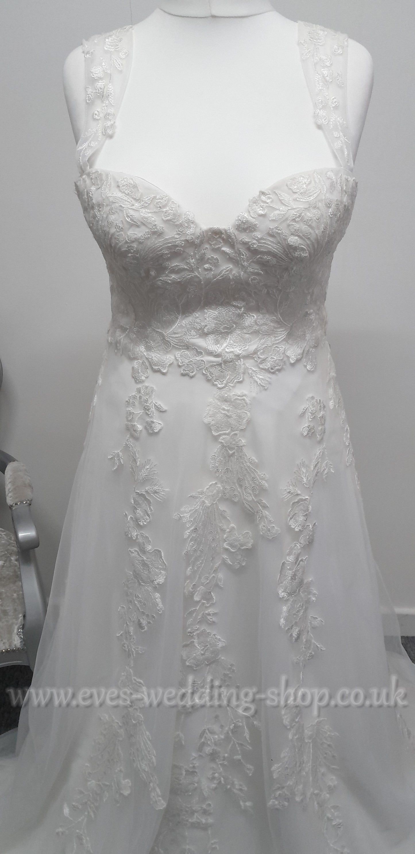 Millie May ivory wedding dress with off the shoulder straps UK 16