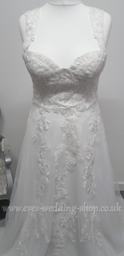 Millie May ivory wedding dress with off the shoulder straps UK 16