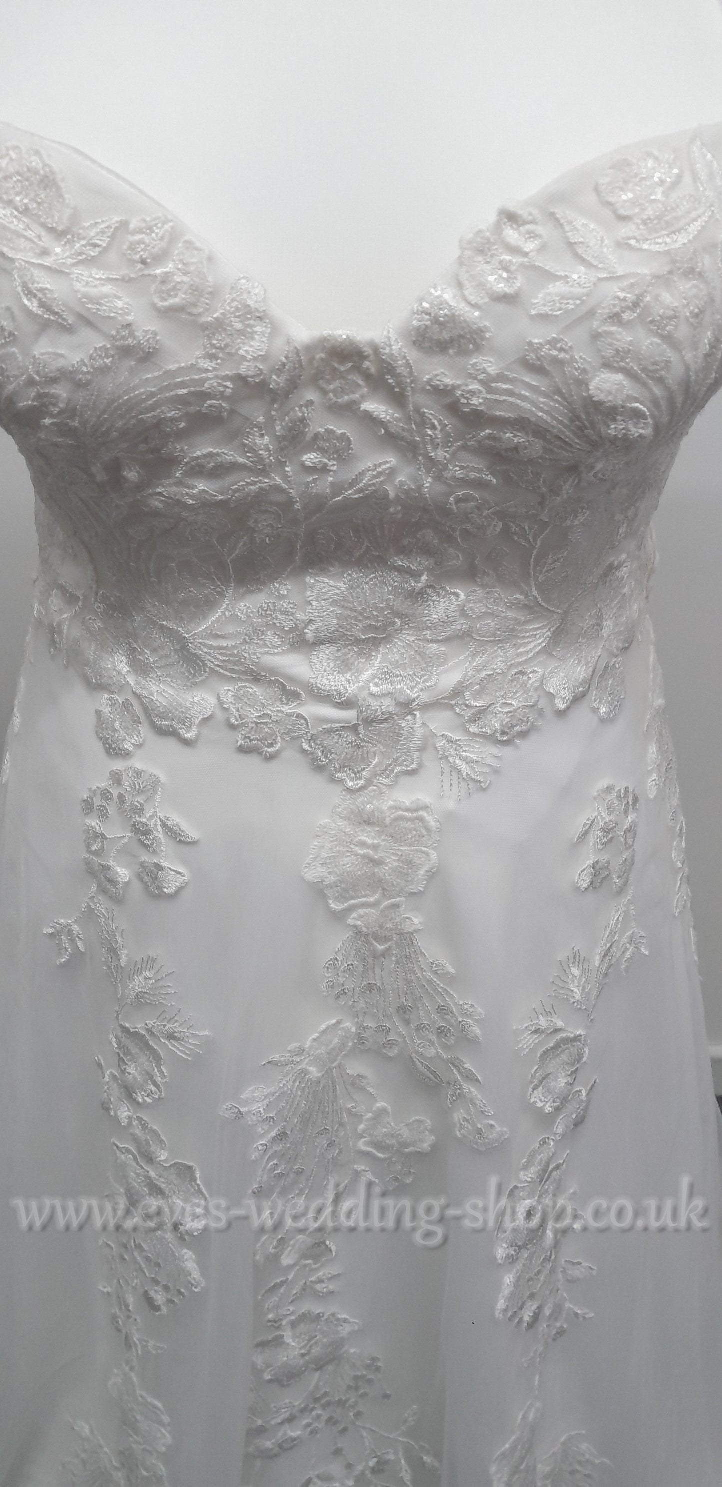 Millie May ivory wedding dress with off the shoulder straps UK 16
